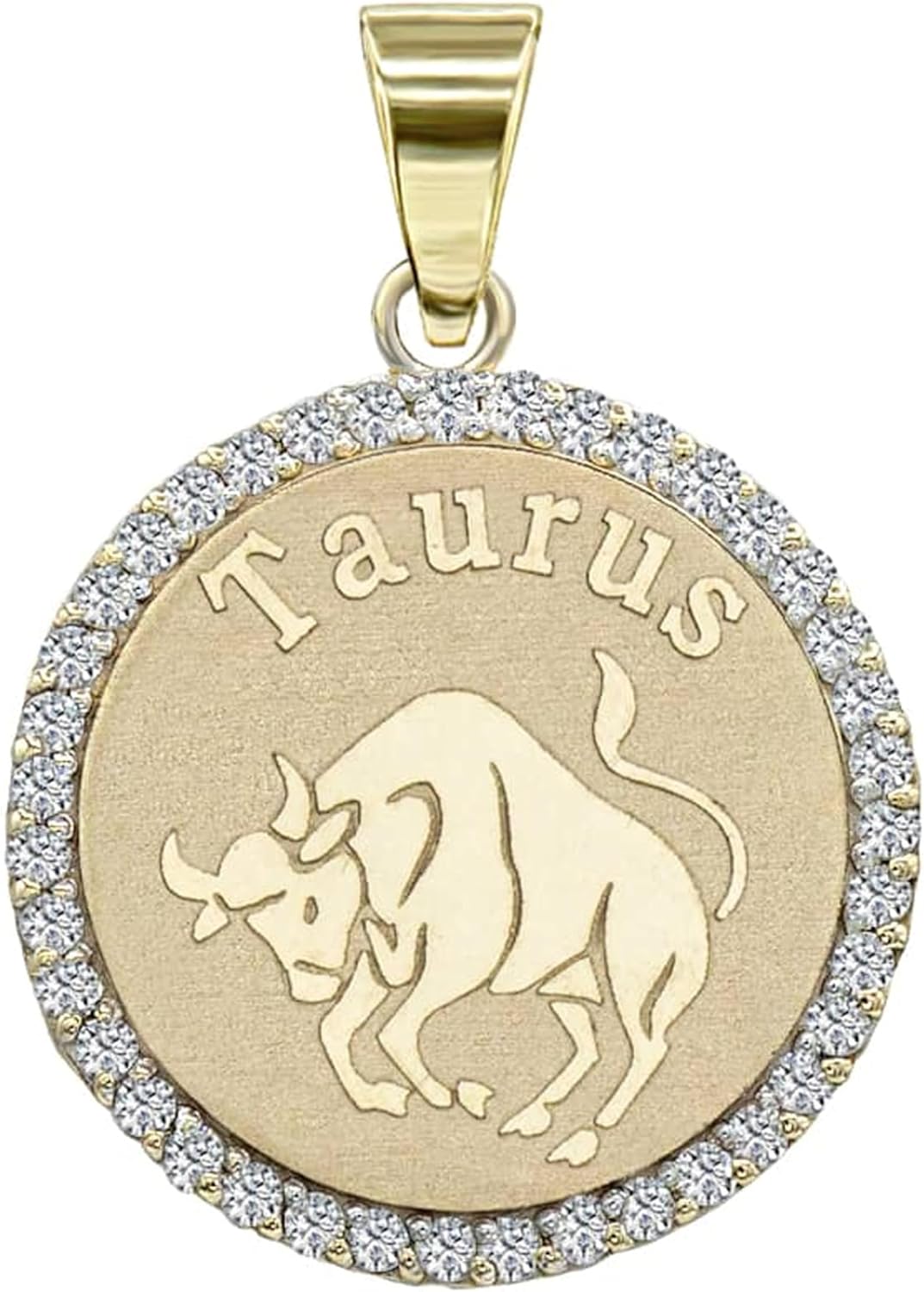 10K Yellow Gold Diamond Accented Zodiac Astrological Sign Charm Personalized Pendant Necklace (G-H Color, SI1-SI2 Clarity) - Choice of Length and Zodiac Sign
