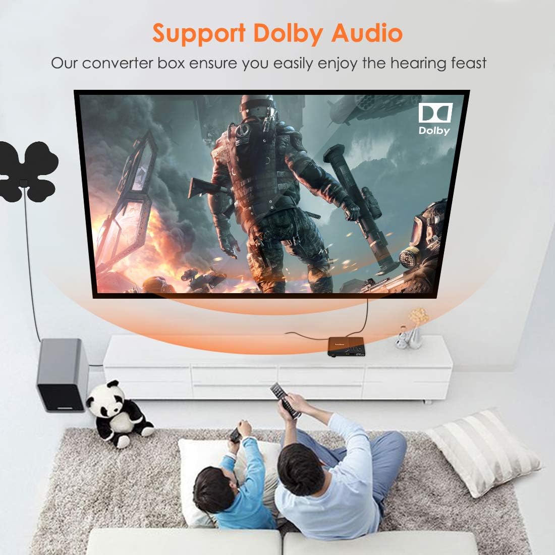 Leelbox Converter Box, 1080P ATSC Digital Tuner Box for Analog TV, Supports Recording PVR, Live TV Shows, Multimedia Playback, H.265 Video Decoding, IR Search, Free Local TV