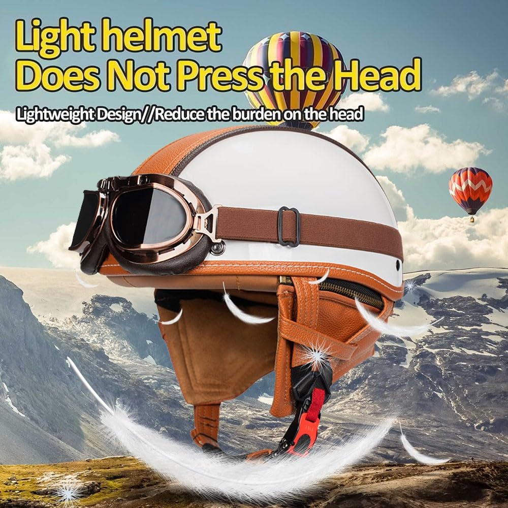 Casque de Moto Demi-Jet Homologué ECE avec ABS Antichoc - Intérieur Détachable en Suédine et Col Amovible | Couche EPS Haute Densité, Fermeture Rapide pour Homme et Femme