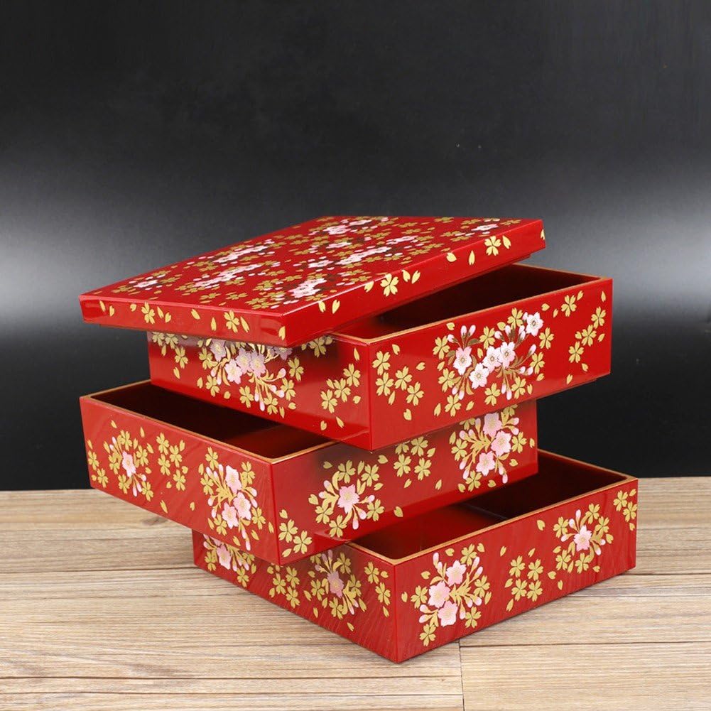 Boîte À Bento Traditionnelle Japonaise, Boîte À Bento Laquée À Trois Couches, Boîte À Sushi Portable, Boîte De Rangement pour Aliments, Boîte Laquée Traditionnelle