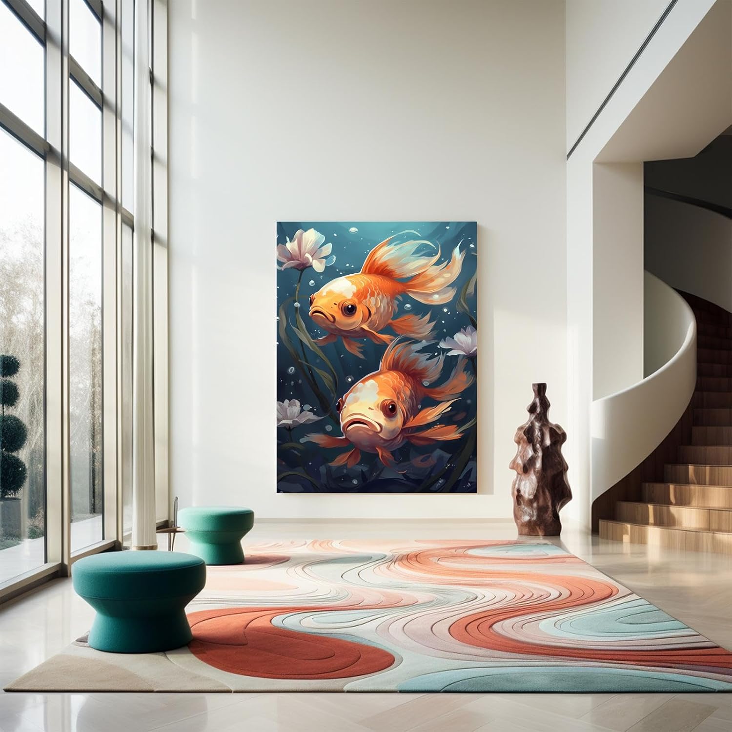 GUAIEUW Diamond Painting Kits for Adult Beginner Round Full Diamond 5D DIY Diamond Art Kit Gift - Koi in The Pond Diamond Painting Home Wall Decor 12x18 Inch, WZ8-0321-ZS-koi-B1MIZB-ZDTVO3