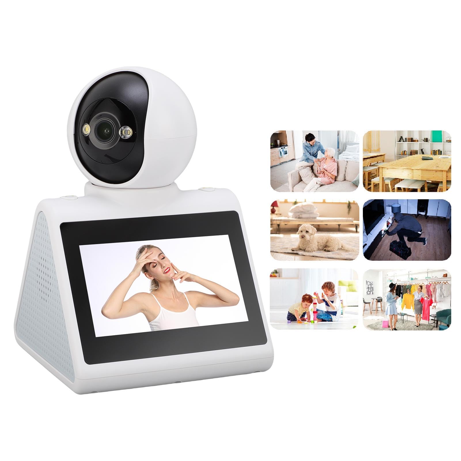 Dwukierunkowa Kamera Wideo, Wewnętrzna Kamera Bezpieczeństwa 1080p z Dużym Ekranem, Jedno Kliknięcie Wideo, Inteligentny Alarm, Elderly/Pet/Baby (64GB)
