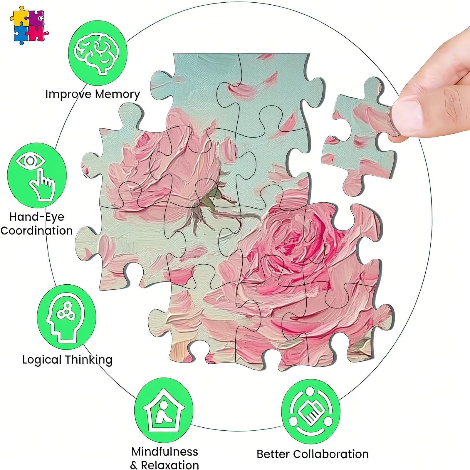 Abstrakcyjne puzzle różowy wzór | z wykwintnym pudełkiem do pakowania | Puzzle 3000 sztuk | Kawałki idealnie pasują | Tylne litery | Puzzle dla dorosłych Cała rodzina s7h-459