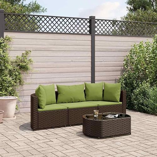 Vista 17 de 5-Piece Modular Outdoor Sofa Set Black PE Rattan with Cream Cushions for Patio Balcony Garden Flexible Seating Durable Weather-Resistant Furniture