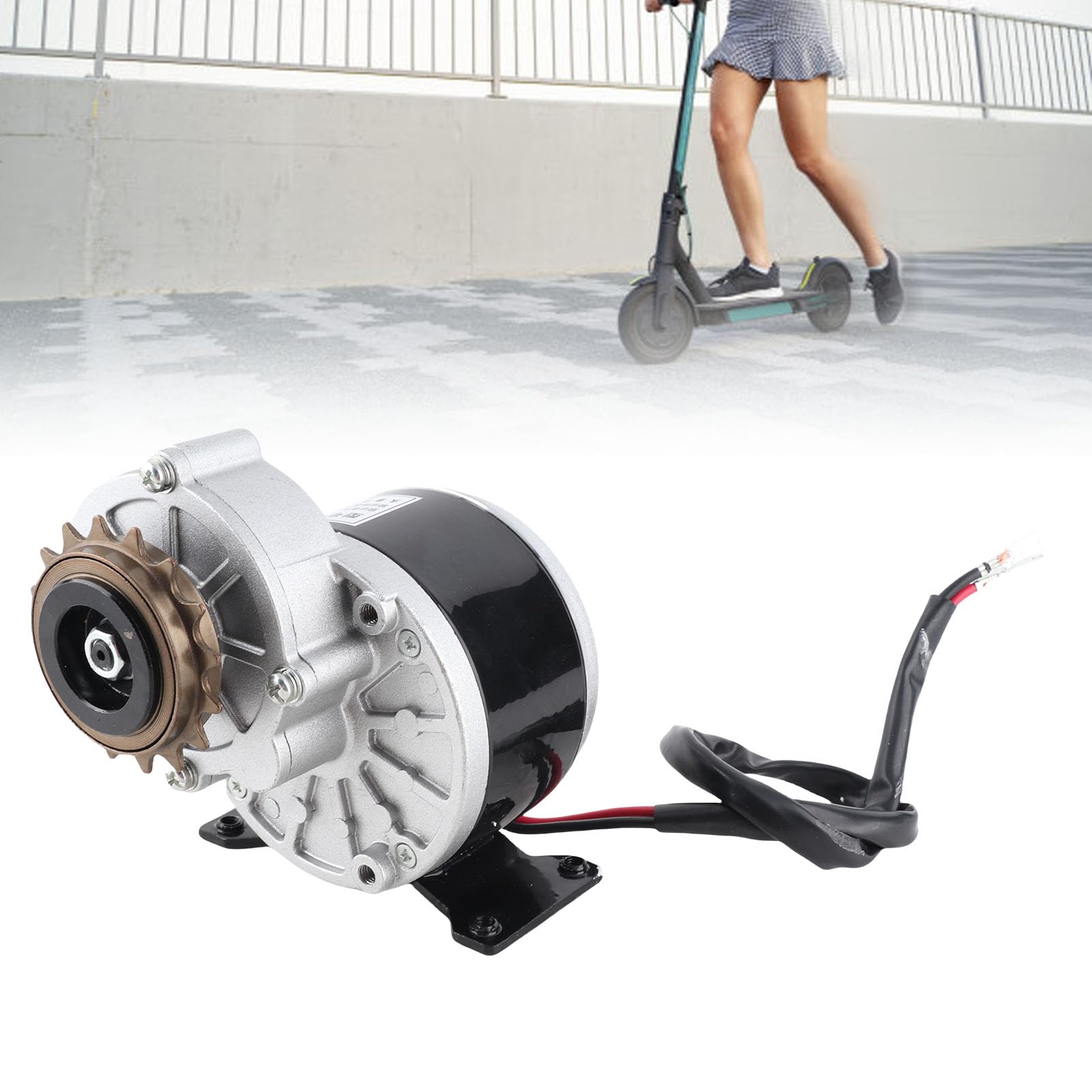 Motor de Engranaje 12V 250W, 2950 Rpm Reducción de Cepillo de CC Motor Eléctrico con 16 Dientes Rodadas para Bicicleta Eléctrica, Scooter, Ciclomotor, ATV