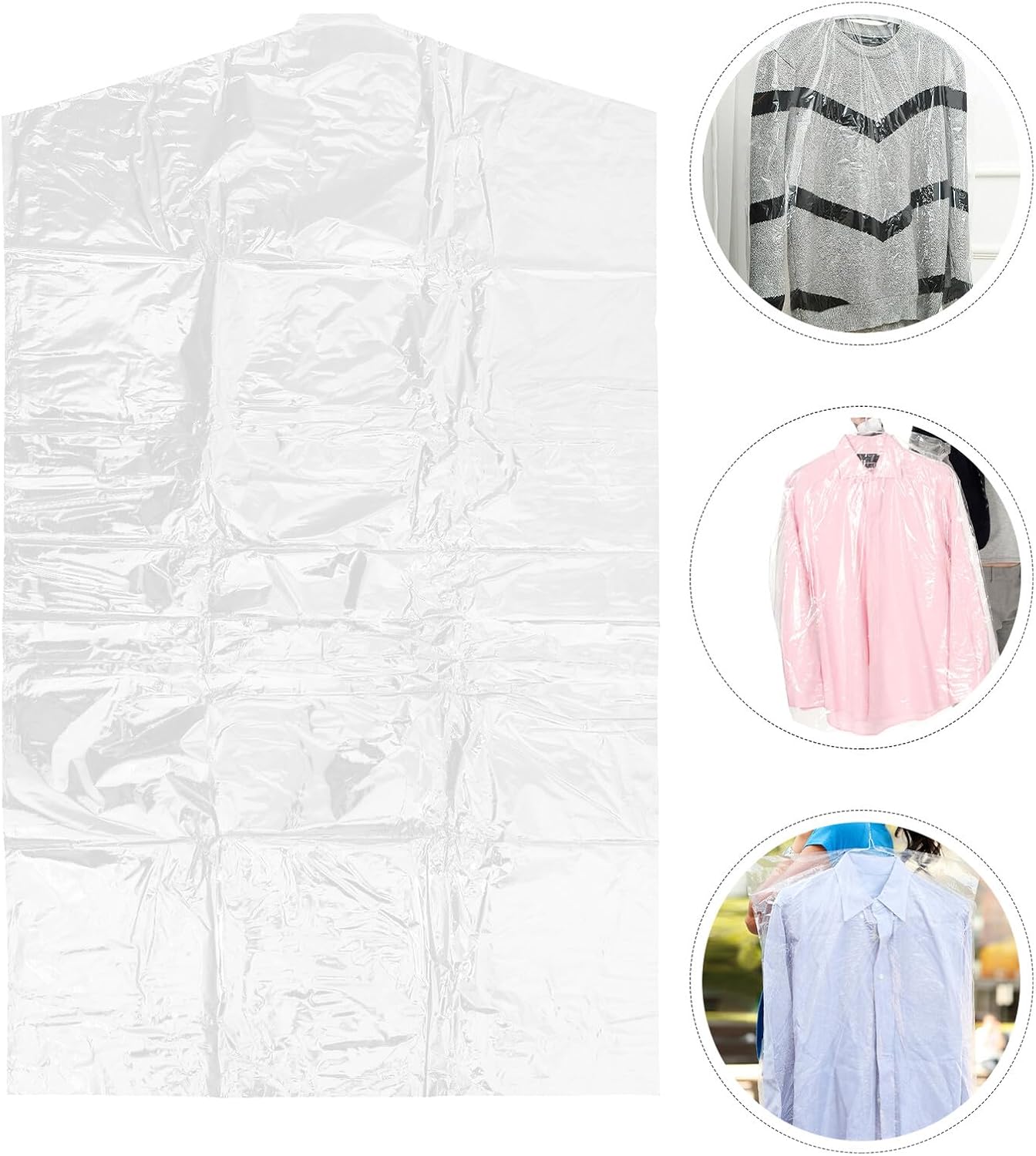 KICHOUSE 60pcs Hanging Garment Covers Dustproof Clothes Bags 60x100cm 2. Plastic Protector for Closet Storage and Travel