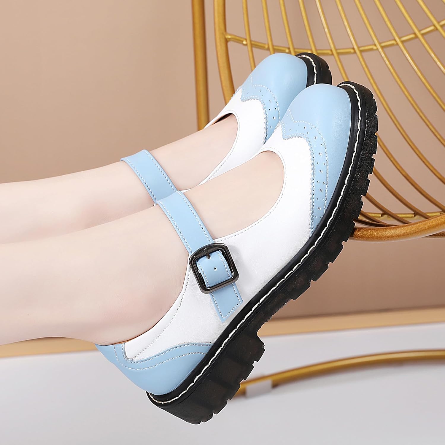 XMM Mary Jane Shoes Women Mary Janes Flats Ladies Oxford Shoes for Women Comfort Leather Round Toe Non-Slip Dressy Casual Cute Girls School Work Shoes - Image 5