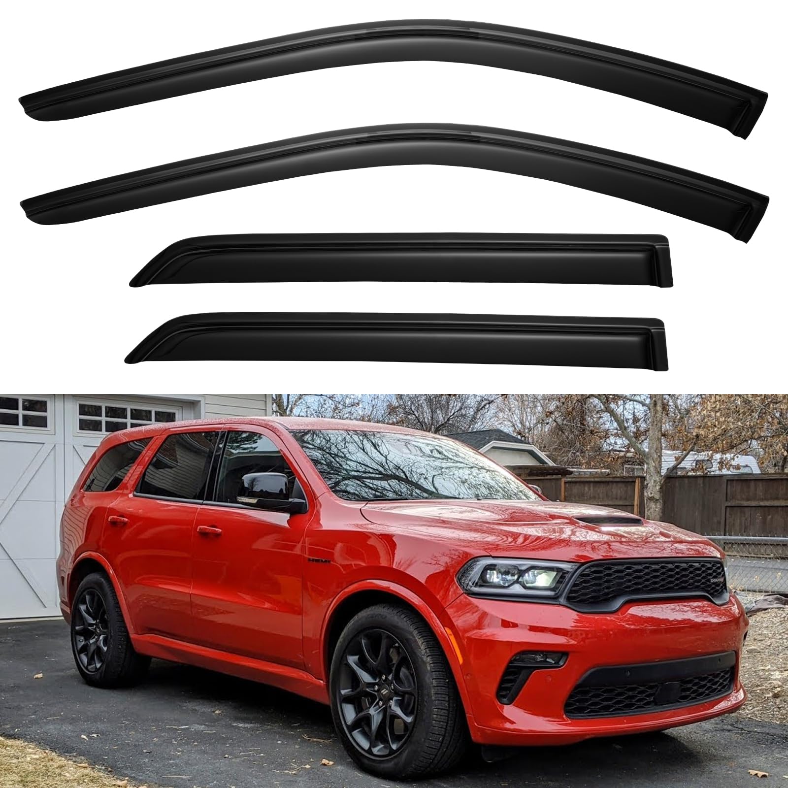 Window Visors Rain Guards for 2011-2026 Dodge Durango | Out-Channel Window Vent Wind Deflectors Visors Shades Protectors for 11-26 Dodge Durango
