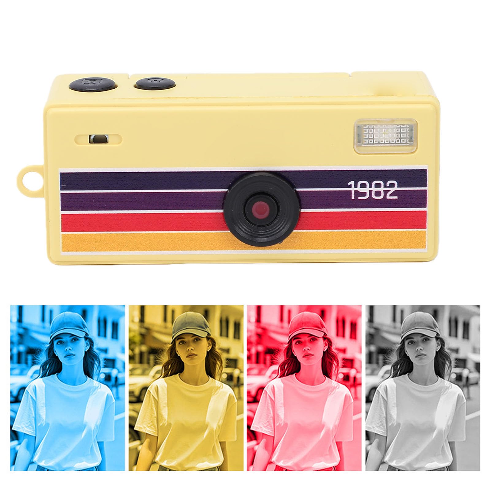 Mini Fotocamera Portachiavi, Videocamera Digitale Portachiavi con Messa a Fuoco Automatica HD 1080P, Fotocamera retrò Portatile con Schermo Ribaltabile e Obiettivo Granda