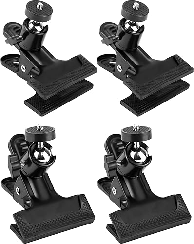 QWORK Paquete de 4 soportes multifuncionales de trípode para cámara con trípode giratorio de 360 grados, cabeza de bola estándar de 14 pulgadas,