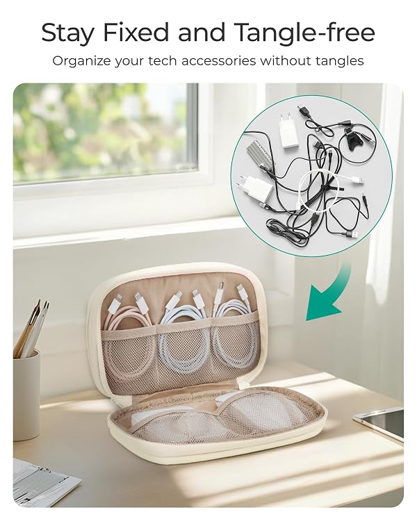 BAGSMART Electronics Organizer Travel Case for Cords Chargers Phones, Beige by BAGSMART - Used condition - Image 2