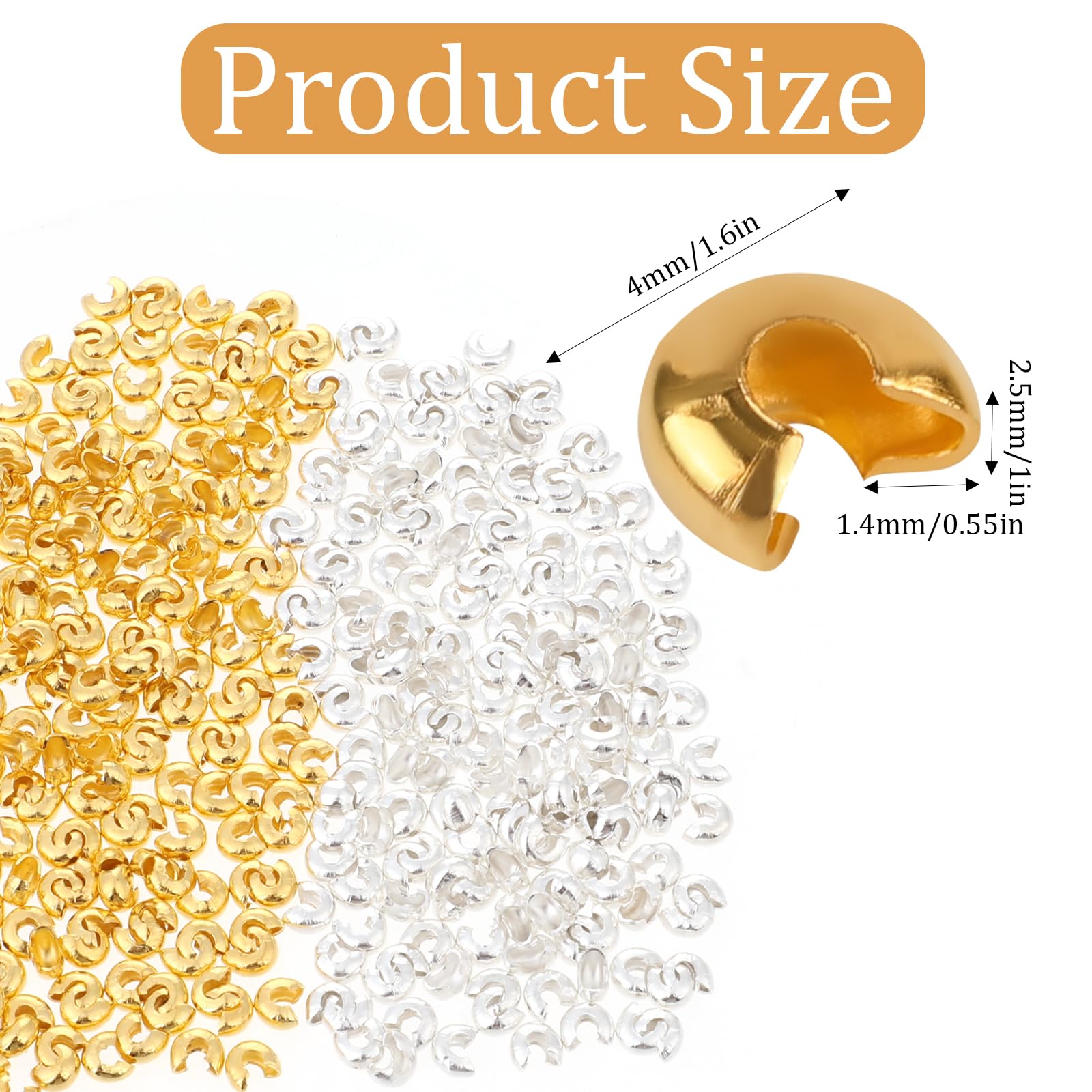 1 Boîte De 600 Perles à Sertir Ouvertes En Laiton De 4 Mm - 6