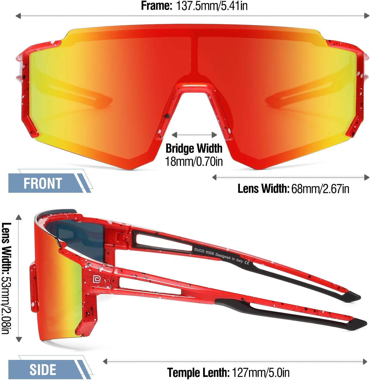 DUCO Polarized Kids Sunglasses Youth Sports Cycling Shades Lightweight Frame UV400 Child Boys Girls Baseball SunGlasses DK310 - Image 3