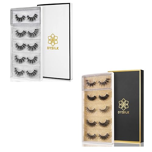 DYSILK Pestañas postizas de visón de aspecto natural, 5 pares de pestañas 6D, pestañas postizas de ojo de gato