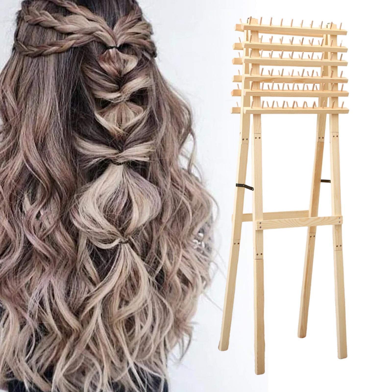 Support à Tresses En Bois, Support à Tresses Double Face, Support pour Extensions de Cheveux, Support à Tresses En Bois pour Extensions