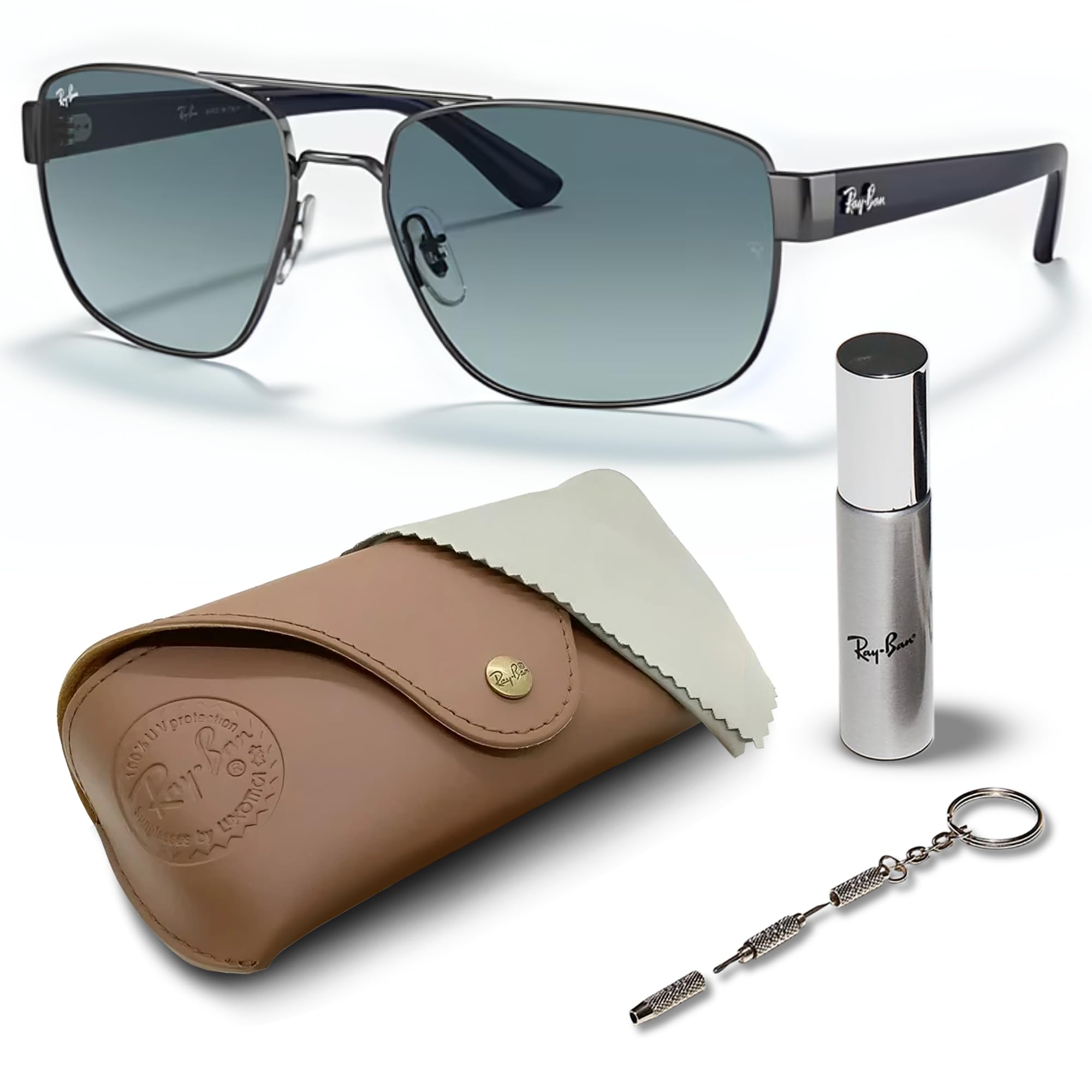 Ray-Ban RB3663 Square-Round Shaped Sunglasses for Men Women with Official RAYBAN Eyewear Kit