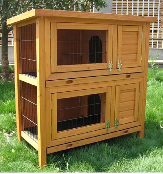 Budbury Farm RABBIT HUTCH DOUBLE (RH032), RED Amazon.co.uk Pet