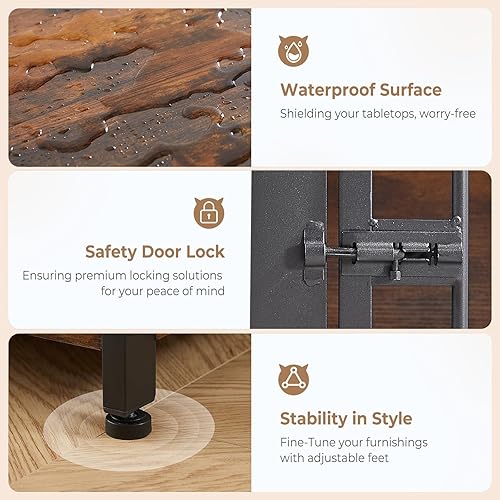 Miniatura 6 de Lyromix Mueble de jaula para perros de 71 pulgadas para 2 perros grandes y medianos, jaula doble de madera XXL para interiores con puerta, mesa