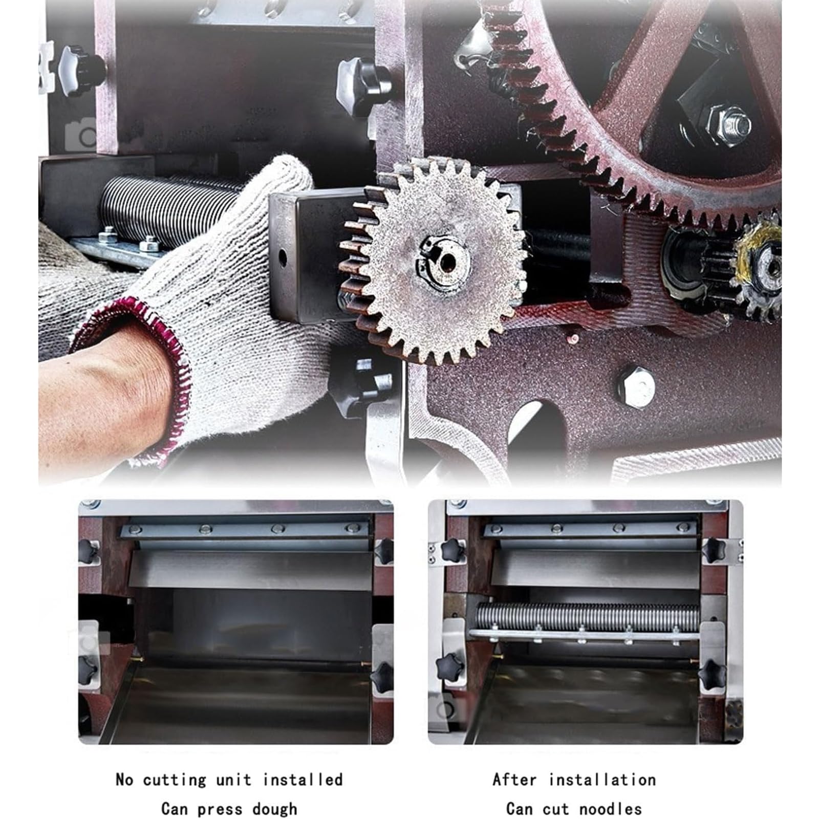 Maszyna Do Robienia Makaronu 2200 W, Przemysłowa Maszyna Do Krojenia Makaronu 35 Kg/H Ze Stali Nierdzewnej Z 3 Kwadratowymi Ostrzami, Ciasto O Grubości 1-10 Mm I Makaron O Szerokości 1,5 Mm/2 Mm/3 Mm