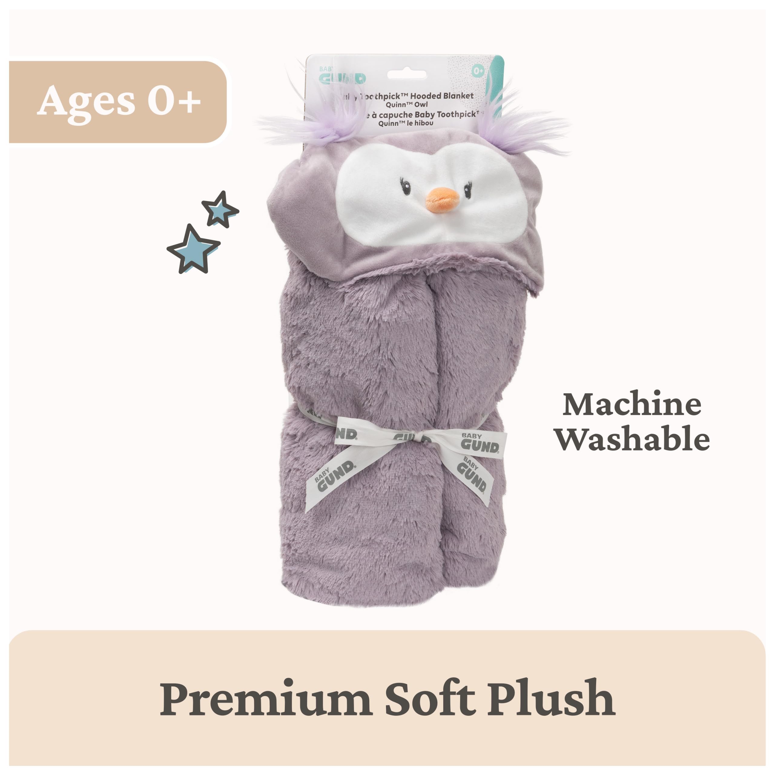 GUND Baby Lil’ Luvs Hooded Blanket, Quinn Owl, Ultra Soft Plush Security Blanket for Babies and Newborns