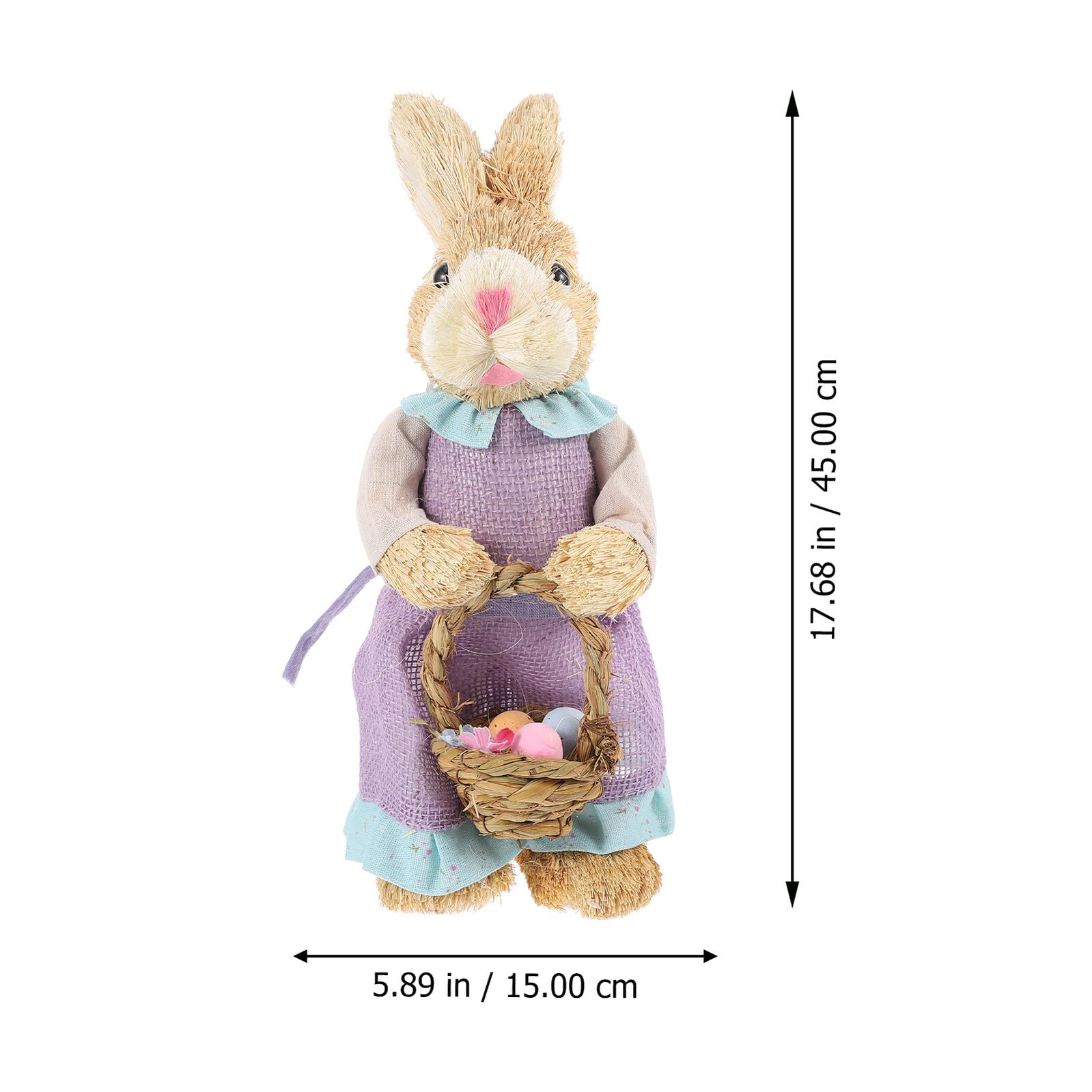 Alipis Conejo de Pascua de Paja Decorativo Adorno Hogar y Oficina Figura Artesanal de Conejito de Tamaño Mediano Diseño Rústico para Decoración de Jardín y Fiestas