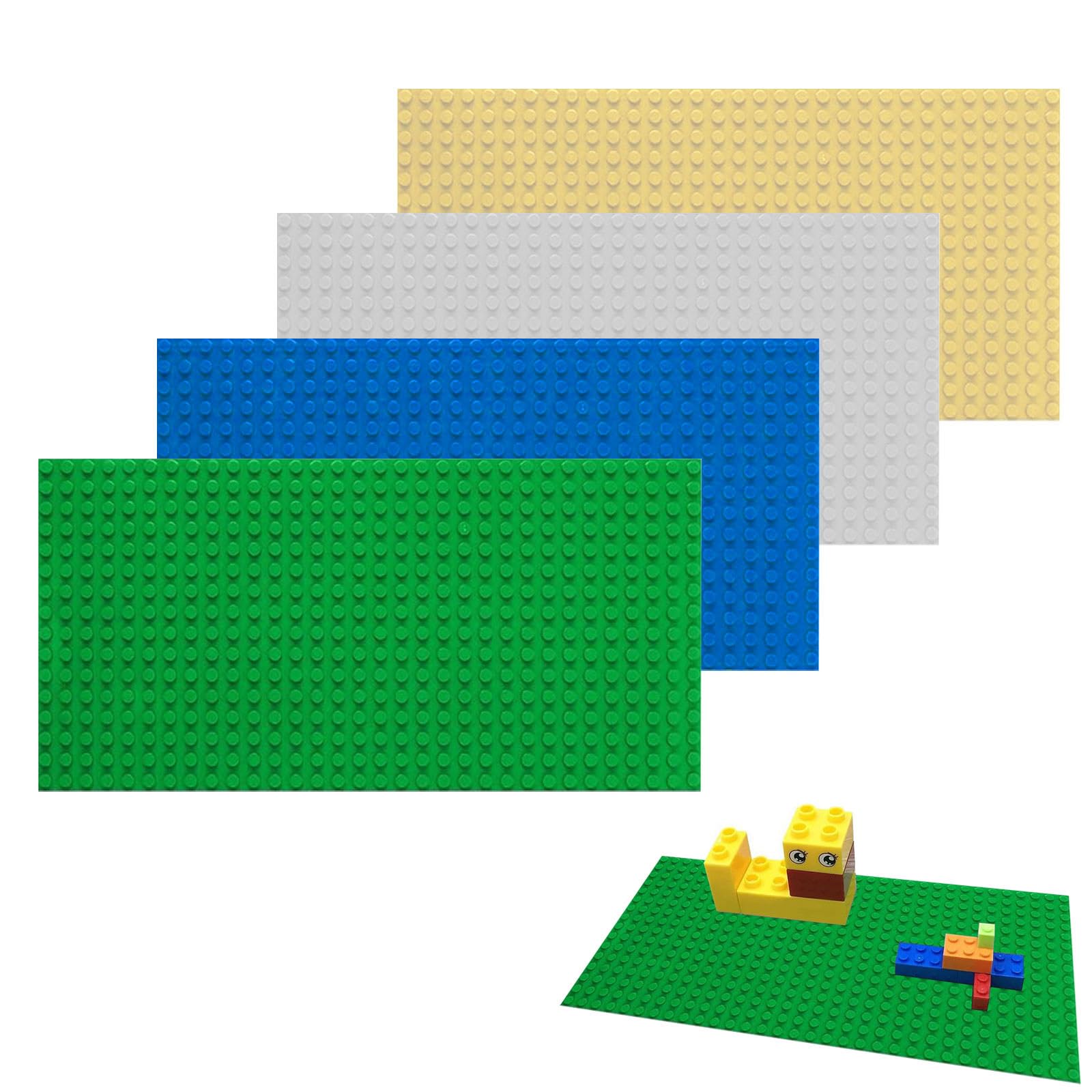 Pezzi E Mattoncini: 3 Piastre Di Base Classiche Per Costruzioni - Compatibili Con I Tuoi Blocchi Preferiti! (Verde, Grigio, Blu)