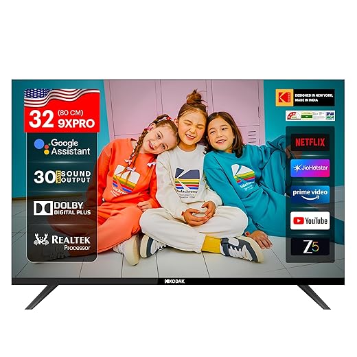KODAK 80 cm (32 inches) 9XPRO Series HD Ready Certified Android LED TV 329X5051 (Black)