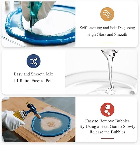 Miniatura 10 de Resina epoxi, resina epoxi transparente de 1 galón, no amarillea, sin burbujas, autonivelante, fácil de verter, kit de fundición 1:1 y revestimiento