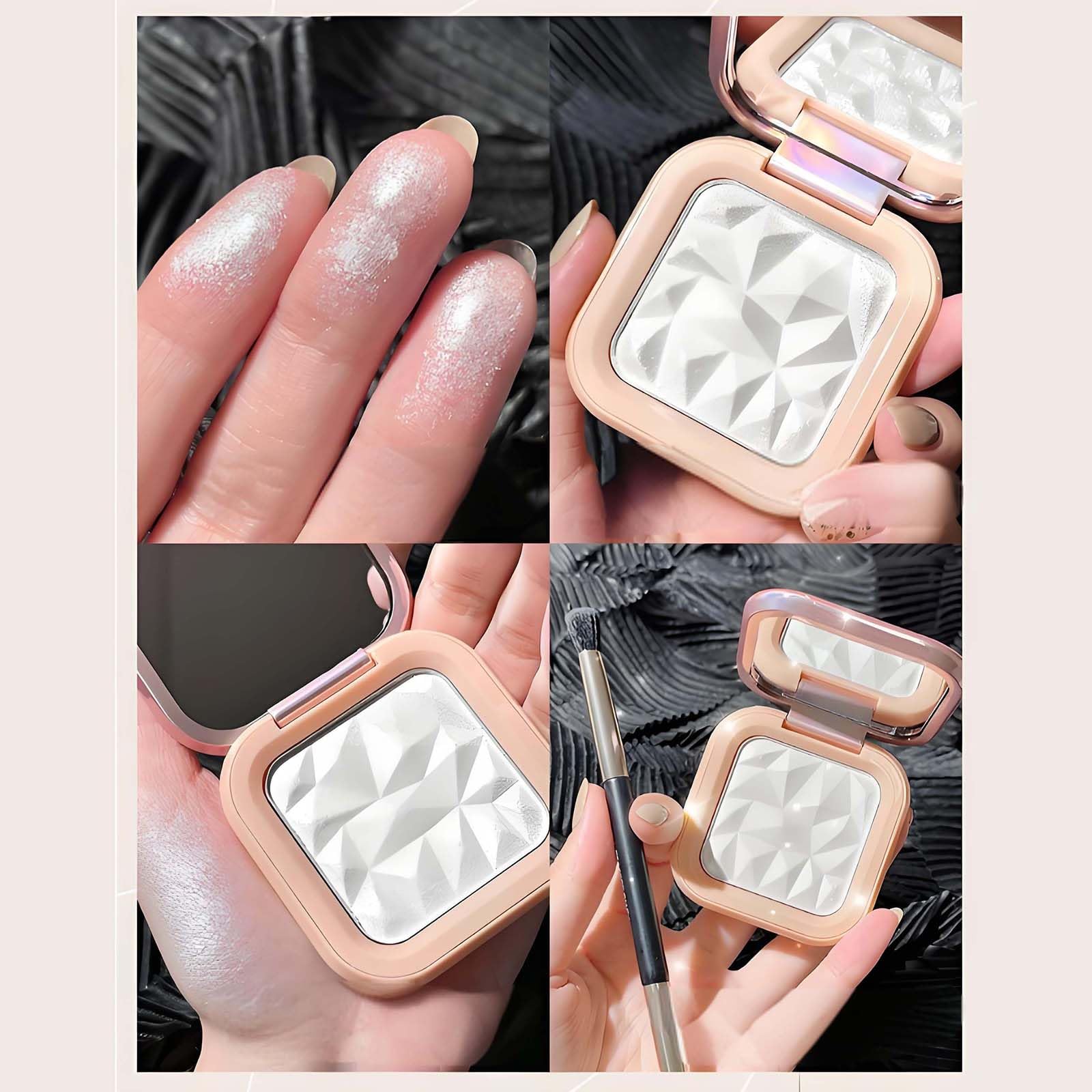 Ivory Glow Highlighter Powder with Brush, Silky Smooth Face Highlighter Makeup - Image 3