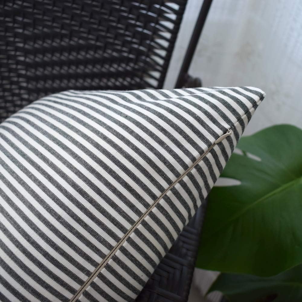 HOPLEE Farmhouse Pillow Covers 20x20 Black Throw Pillow Cover with Buffalo Checker & Stripe Design Set of 4