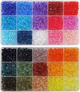 INSPIRELLE 2400 Pieces 6mm Bicone Beads 30 Colors Faceted Acrylic Beads Plastic Spacers Beads for Jewelry Making and Crafting
