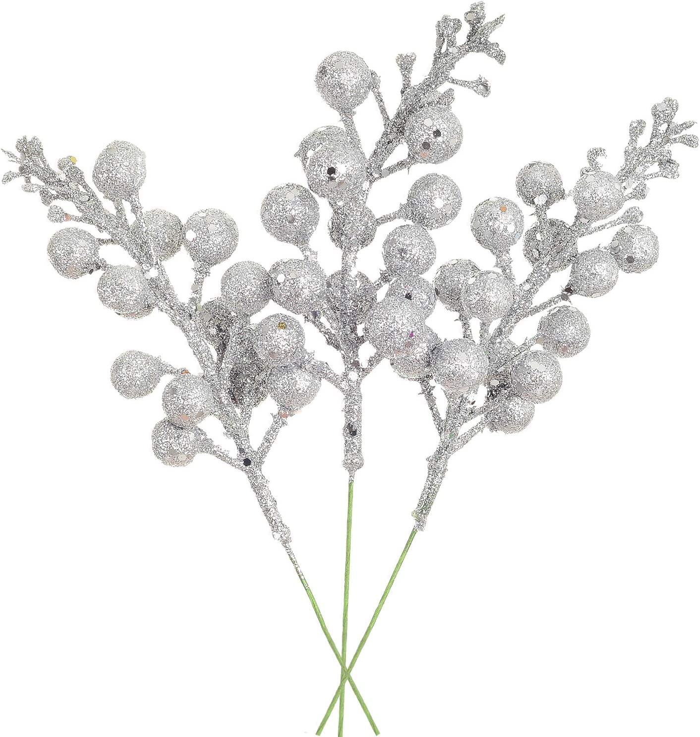 Buy The Decor Affair 10 Pcs Christmas Glitter Berry Stems, 7.8