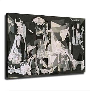 Pablo Picasso Guernica 1937 Abstract Poster Canvas Print Wall Art, Ready to Hang Poster Painting for Modern Aesthetic Living Room, Bedroom, Office Decor and Wall Decoration (24x36 inch,Framed)