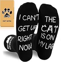 Cat Dog Lovers Gifts Funny Socks Mens 6-11, Novetly Funky Animal Cotton Black Socks with Box for Dad Husband Boyfriend Birthday Valentines Christmas Father's Day, Non-slip