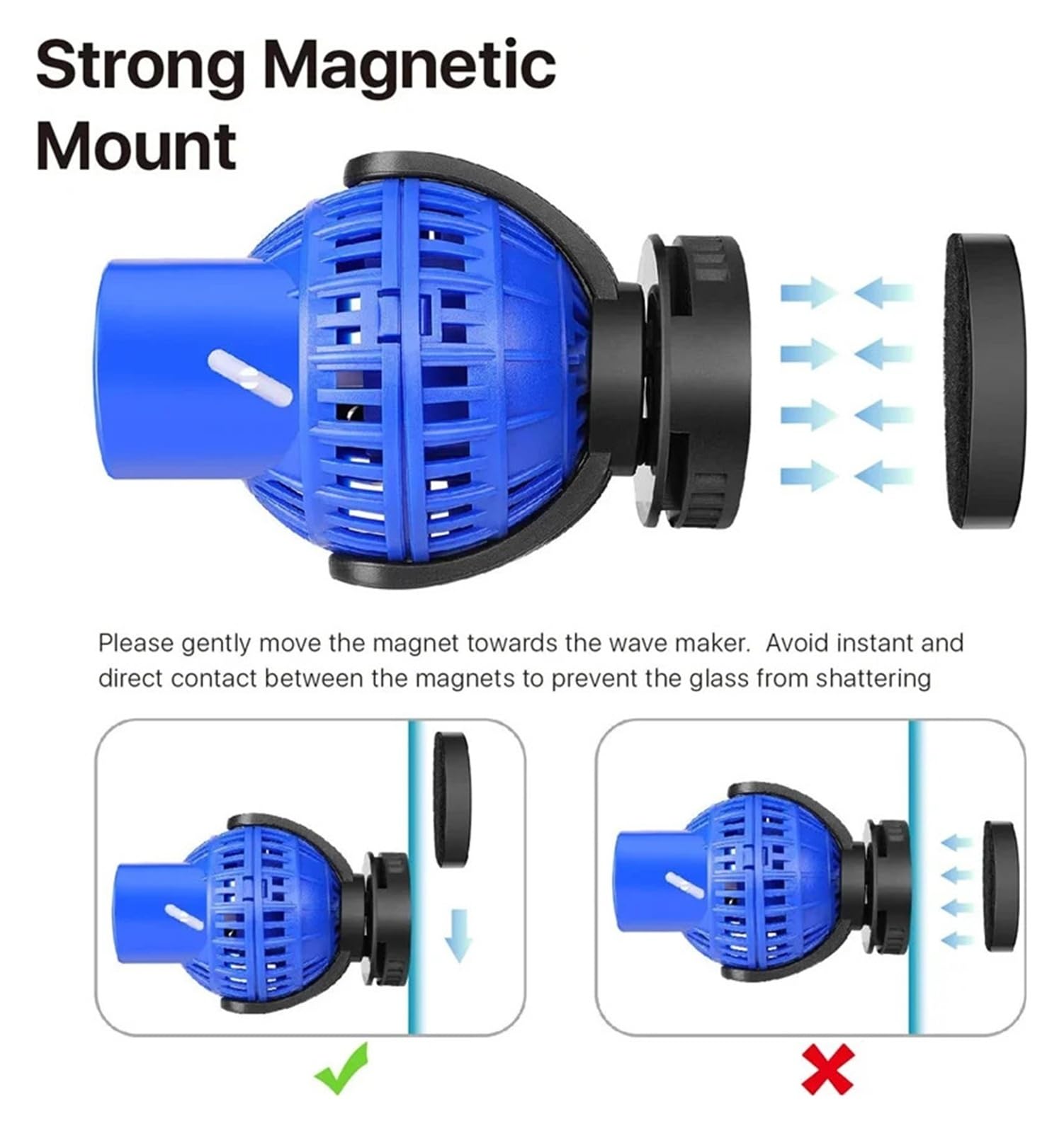 Bomba de Potencia de circulación Sumergible for Acuario, generador de Olas de 220V, 6-26W, con Base de succión magnética, Flujo Ajustable, Tanque de Peces Marinos(JVP-231)