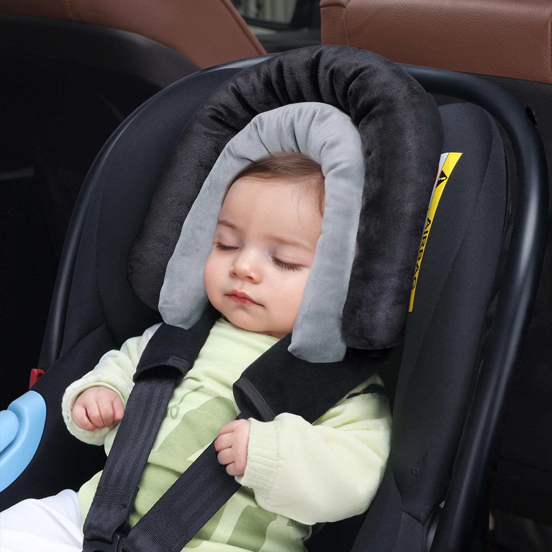 INFANZIA Reductor de asiento de bebé 2 en 1 con acolchado para cinturón de seguridad, universal, para todos los cochecitos, uso para recién nacidos, reposacabezas para portabebés y asientos de coche
