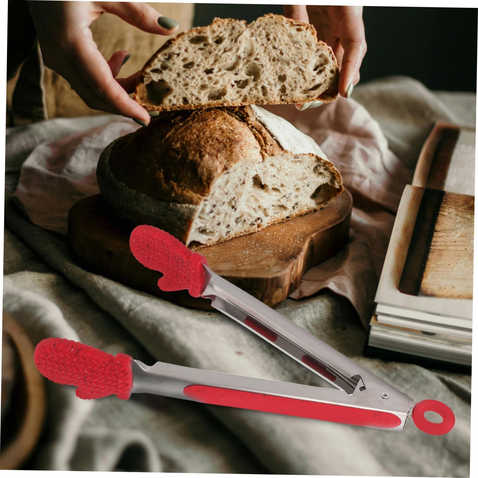 Pinza in Acciaio Forma Guanto Natalizio Clip Alimenti Versatile per Carne Pane e Barbecue lungo Scottatura Resistente e Leggera