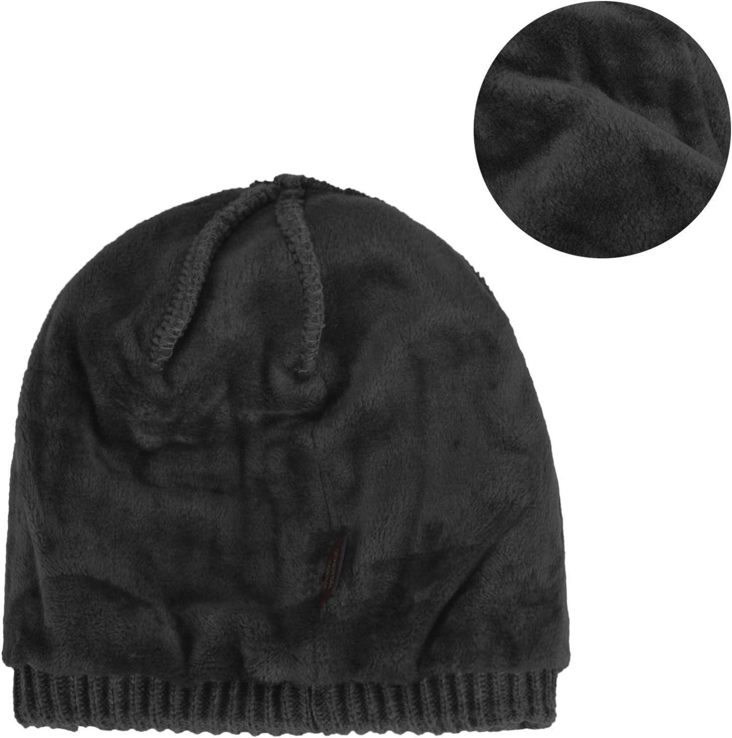 Original One Winter Wool Knitted Chunky Visor Beanie Hat with Brim Fur Lined Peaked Ski Cap - Image 5