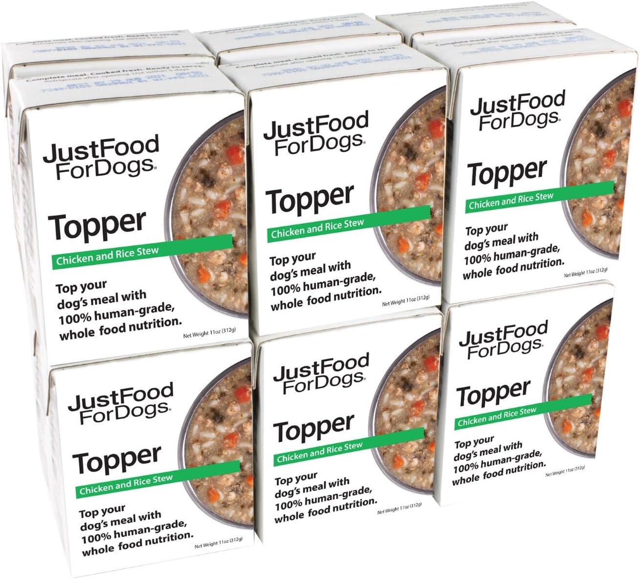JustFoodForDogs Dog Food Toppers - Chicken & Rice Stew, 12 Pack (11 oz), Wet Dog Food Toppers with Human Grade, Grain Free and…