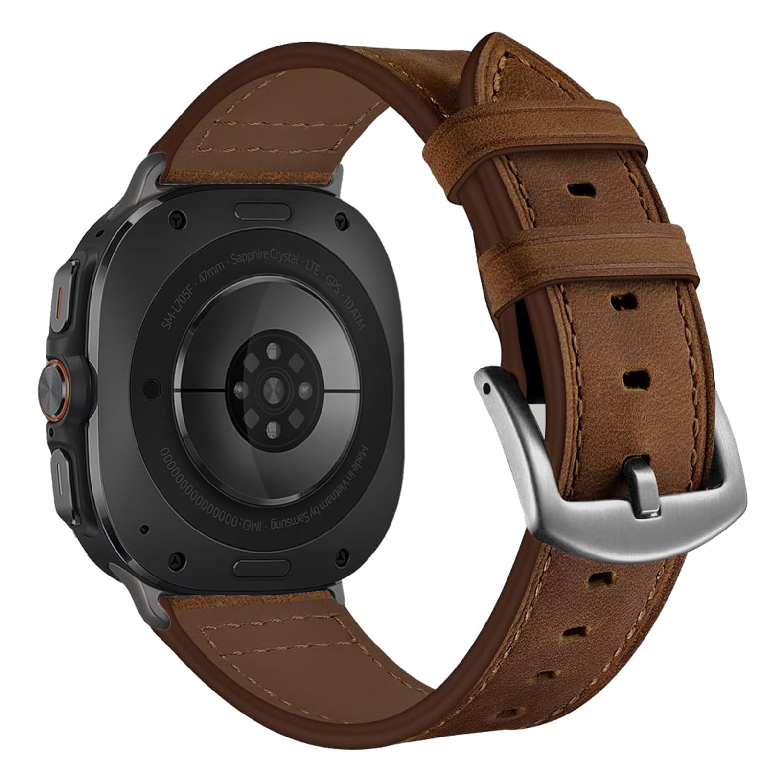Genuine Leather Band Compatible with Samsung Galaxy Watch Ultra 47mm(2025/2024), Premium Leather Replacement Wristband Strap for Samsung Watch Ultra 2