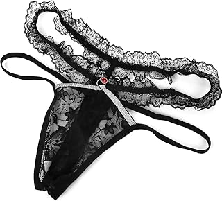 Mens Lace Frilly Sissy Panties Pouch Thong, Feminine G string Underwear For Men Sexy