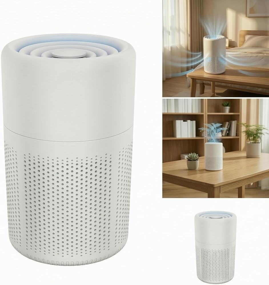 Quiet HEPA Air Purifier for Bedroom with Aromatherapy Sink and H13 3-in-1 Filter 360 Degree Air Intake USB Desktop Cleaner for Pet Dander Smoke Dust