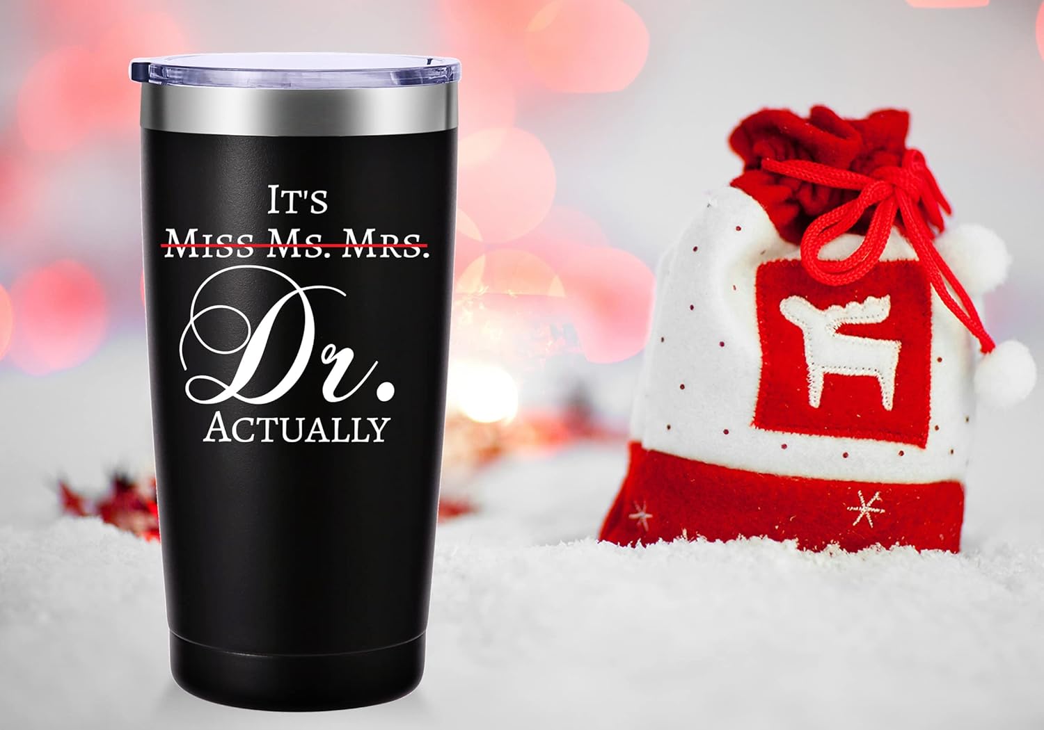 AMZUShome Doctor Gifts Travel Tumbler.It's Miss Ms Mrs Dr Actually Mug.Doctor,Doctor Retirement,Medical School Graduation Gifts.Appreciation,Birthday,Christmas Gifts for Doctors,MD,Med.(20oz Black) - Image 4
