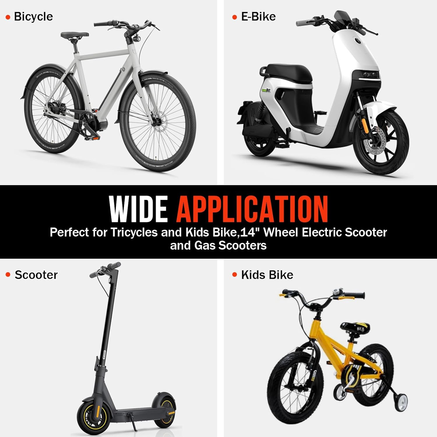 14x2.125 Tire and Tube Set,57-254 E-Bike Tire and Tube Set with CR202 Angled Valve Stem for Replacement Electric Scooters and Kids Bike Tire 2 Sets