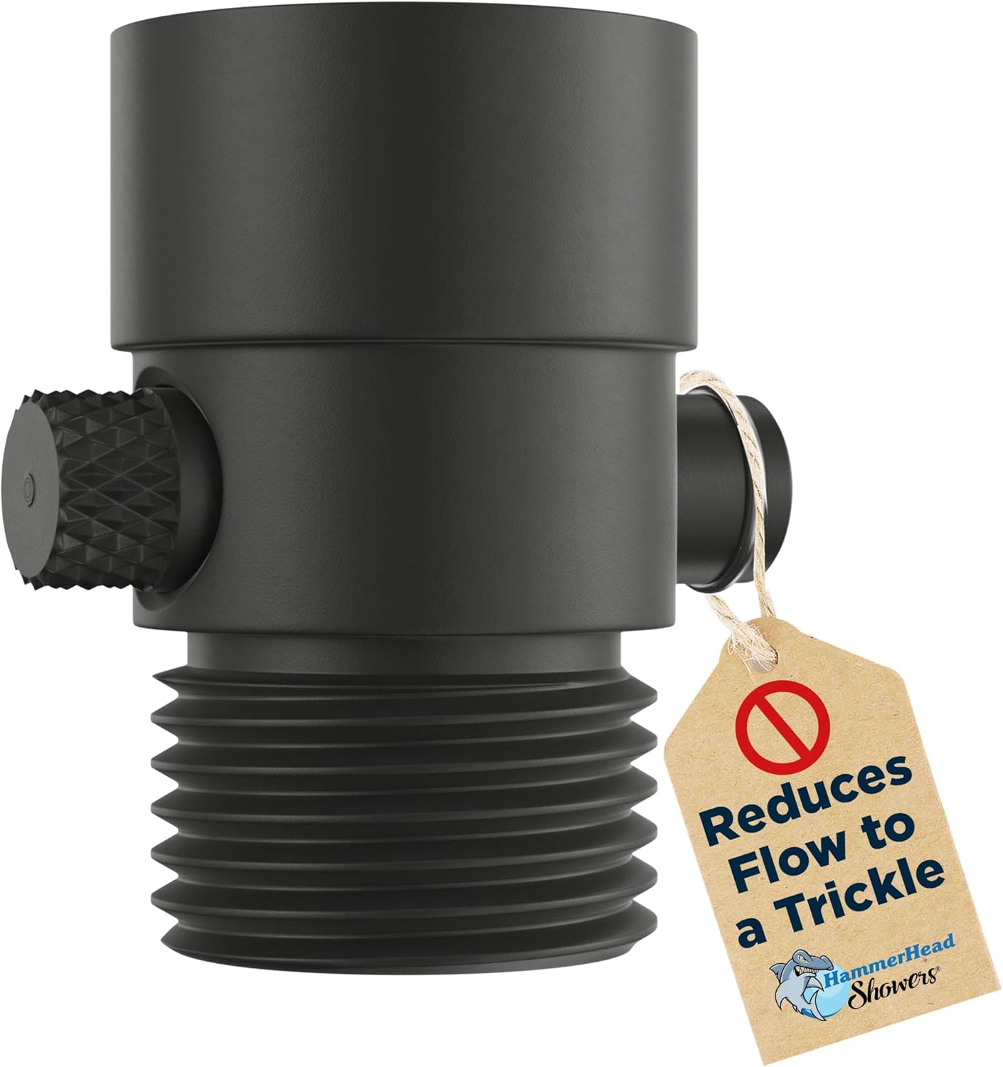 HammerHead Showers® ALL METAL Shower Head Shut Off Valve Matte Black