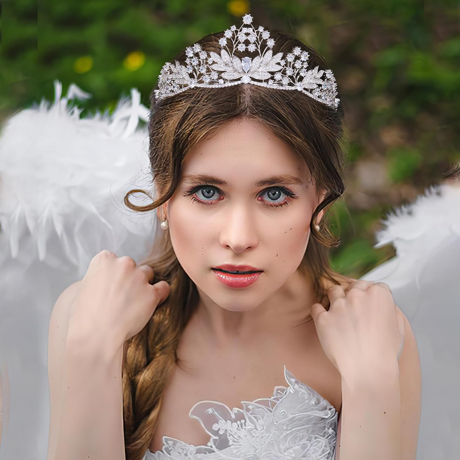 Full CZ Wedding Bride Tiara for Women Princess Silver Crowns Sweet 16 Birthday Party Floral Headpiece Butterfly Jewelry Hair Accessories
