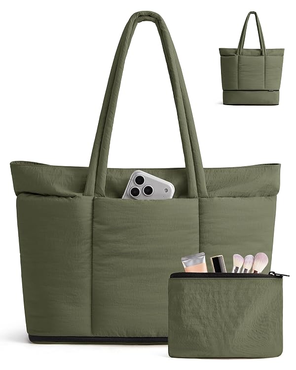 BAGSMART Puffer Tote Bag for Women, Expandable Teacher Handbag w/Pouch by BAGSMART - Used condition - US$25.75