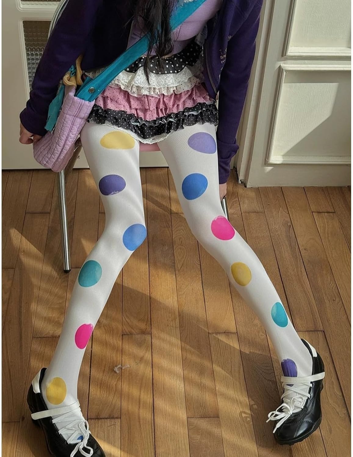 Womens Patterned Funky Tights Harajuku Kawaii Printed Colorful Tights Whimsy Twee Stockings Y2k Emo Whimsigoth Clothes
