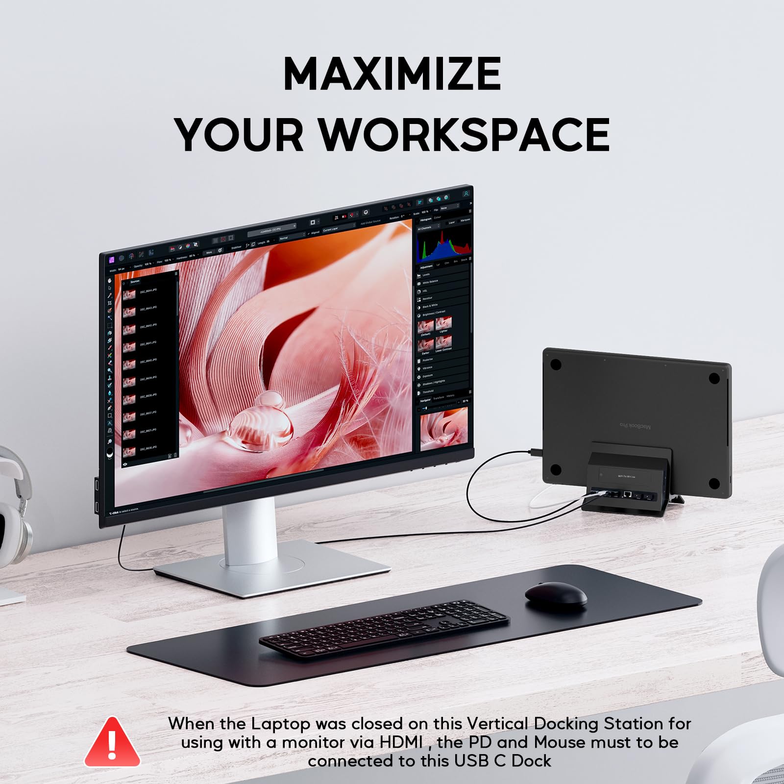 Stacja dokująca do Macbooka, pionowa stacja dokująca USB C z obudową M.2 NVMe SSD, 4K i 60 Hz, 2 x USB C10 Gbit/s, stojak na laptopa, Macbook Dock kompatybilny z MacBook, Mac Mini i laptopami,