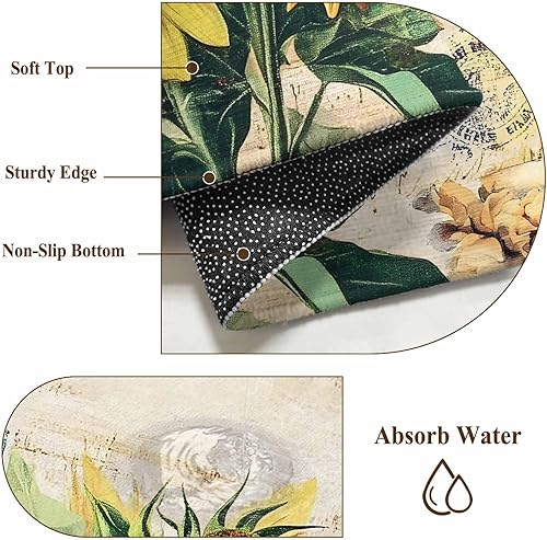 Miniatura 7 de 5x8 Area Rugs, Retro Sunflower Non-Skid Rubber Backing Large Rectangle Rugs - Living Room Bedroom Home Office, Spring Botanical Floral Watercolor